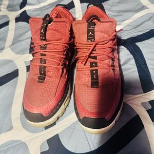 Red Low-Top Sneakers with Black Accents